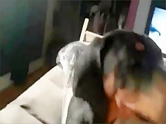 Woman gets eaten out by her dog